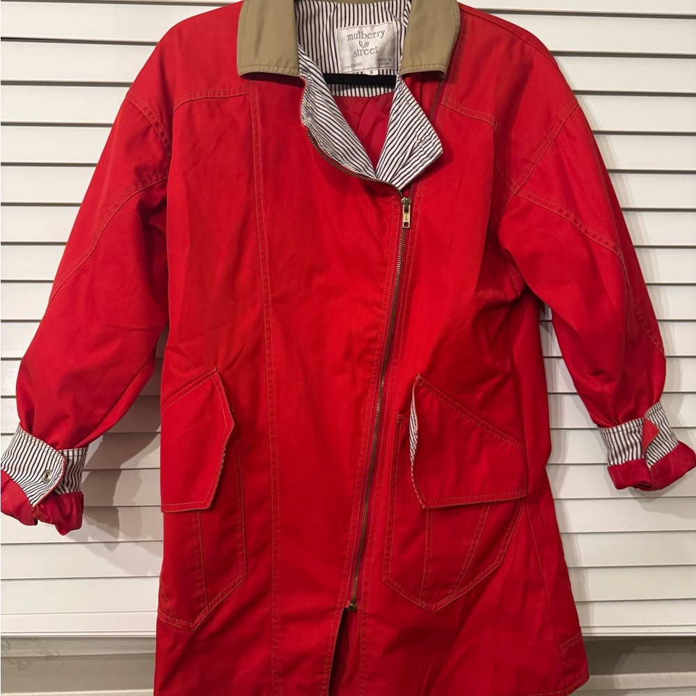 Mulberry Street Red and Tan Women’s Trench Coat